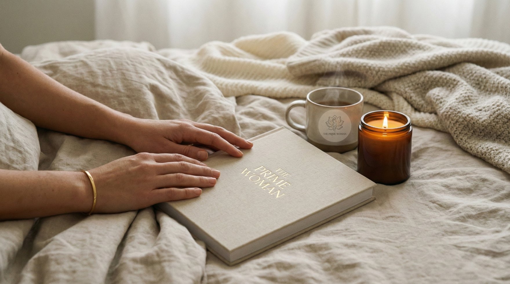 The Prime Woman, Buch, Kerze und Tee